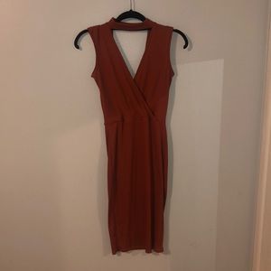 Burnt Orange Cutout Dres